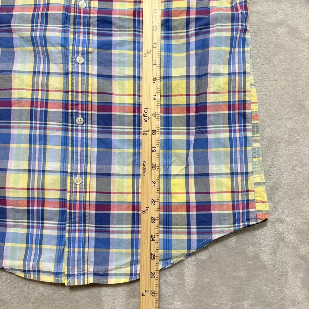 Ralph Lauren Button Down Shirt Youth Boys XL 18-20 Plaid Navy Pony Preppy EUC